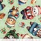 QT Cuties Christmas Santa Bears on Mint Green 100% Cotton Price per Yard
